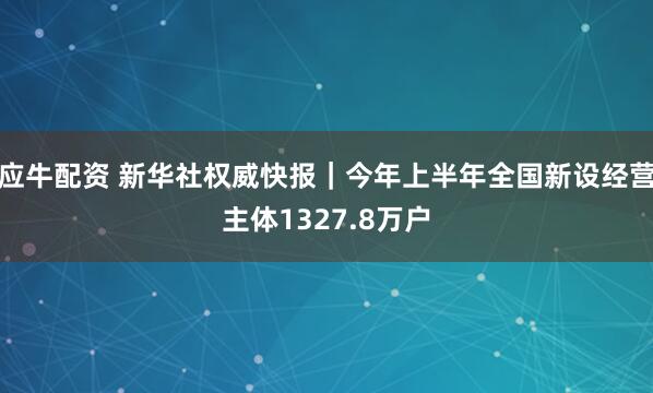 应牛配资 新华社权威快报｜今年上半年全国新设经营主体1327.8万户